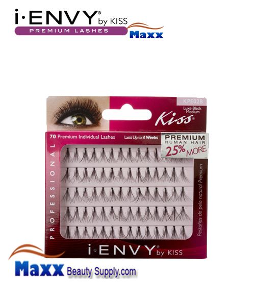 12 Package - Kiss i Envy Individual Eyelashes - KPE02B - Luxe Medium Black